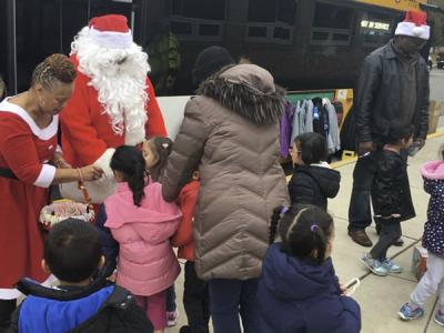 Santa and preschool students